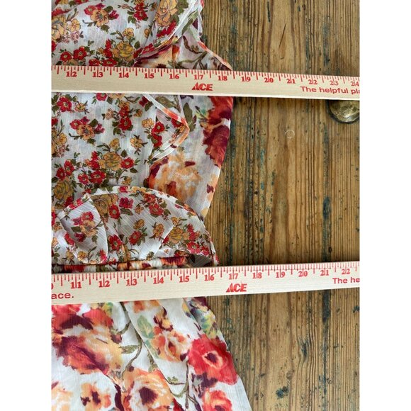 Anthropology Fig & Flower Womens Floral Print Dress Lace-Up Back Cap Sleeve L - Picture 8 of 8